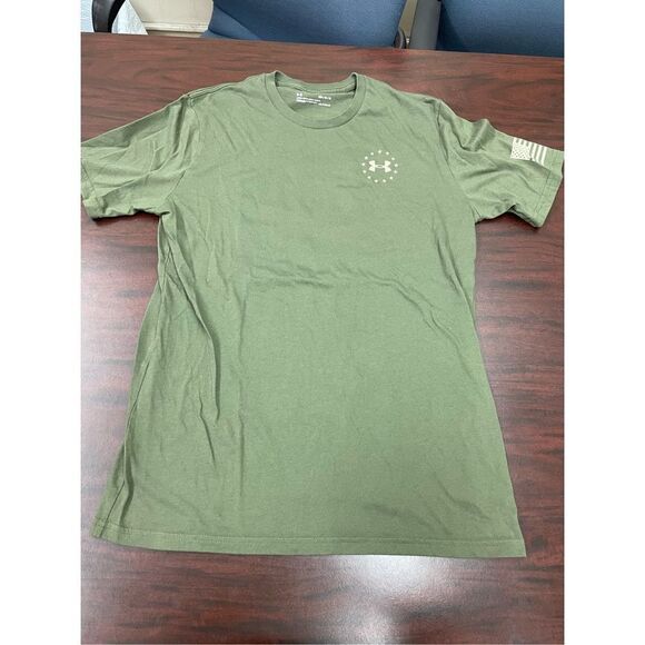 Under Armour American Flag Army Green Color Loose Fit Short Sleeve Tee - Picture 1 of 4